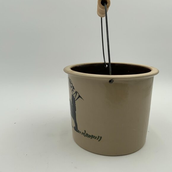 BBP Halloween Black Cat Salt Glaze Crock with Handle Beaumont Brothers Pottery - Picture 3 of 7